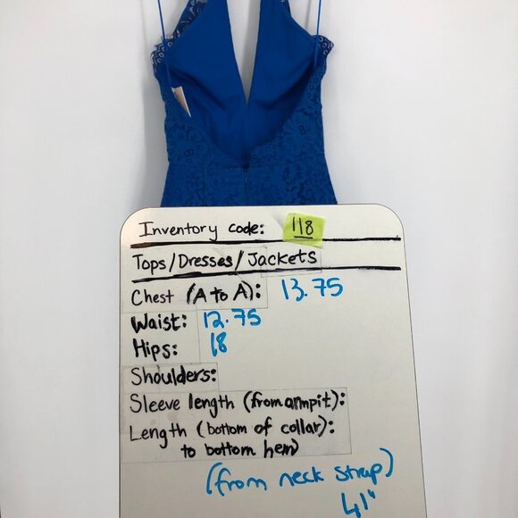 NWT Keepsake The Label  Cobalt Blue Lace Crossed Halter High Roads Dress XS - Picture 16 of 16